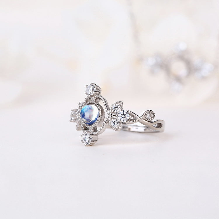 Natural Blue Moonstone 925 Sterling Silver Ring