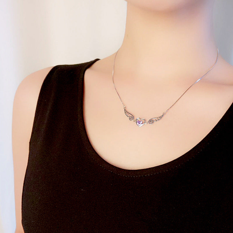 925 Silver Necklace with Natural Amethyst Pendant