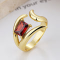 S925 Sterling Silver Irregular Red Zircon Open-end Ring