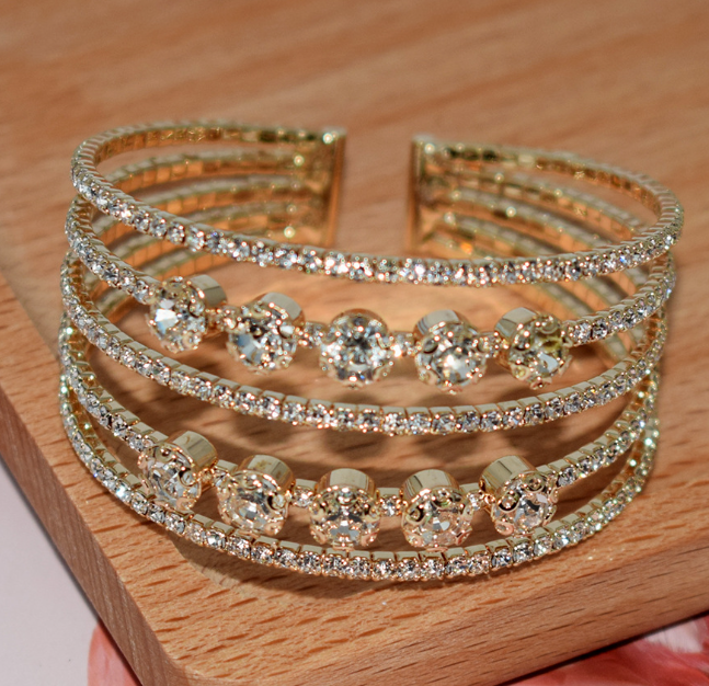 Full Diamond Elastic Bracelet for Bridal Accessories