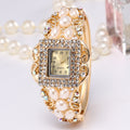 Pearl and Diamond Women's Hollow Bangle Watch