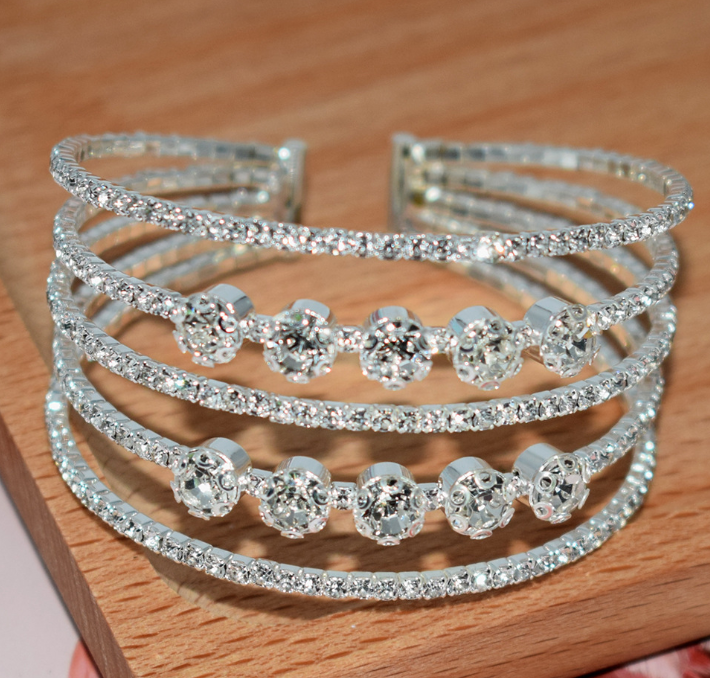 Full Diamond Elastic Bracelet for Bridal Accessories