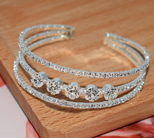 Full Diamond Elastic Bracelet for Bridal Accessories