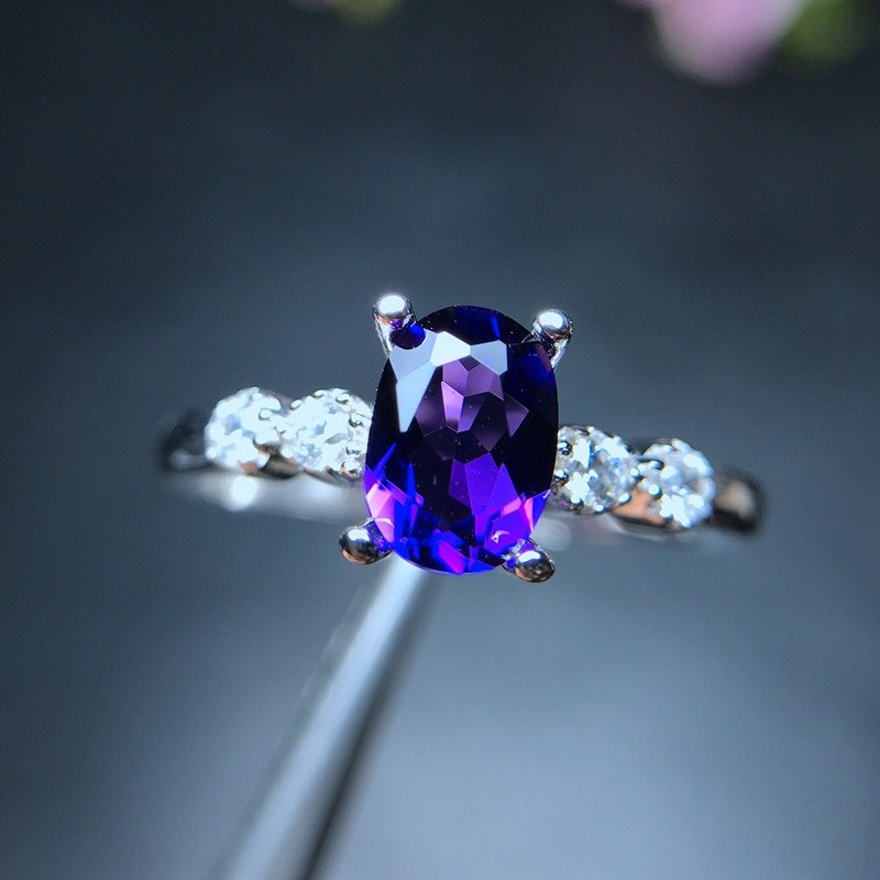 Floral Natural Amethyst Ring - 925 Sterling Silver