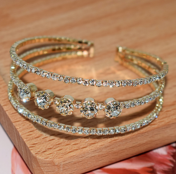 Full Diamond Elastic Bracelet for Bridal Accessories