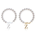 Stainless Steel Letter Bracelet with Pearl Accents
