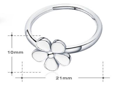 925 Floral Sterling Silver Ring with Epoxy Accent
