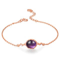 925 Silver Rose Gold Bracelet with Natural Amethyst