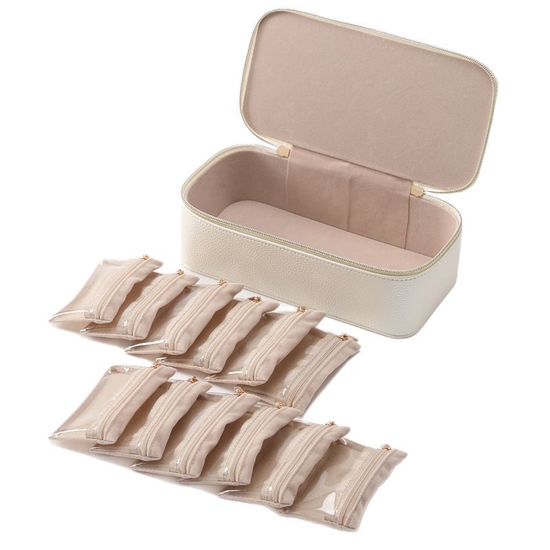 Portable 12-piece Jewelry Box Earrings Ring Bracelet Watch Necklace Storage Box Travel Storage Bag Cross Border