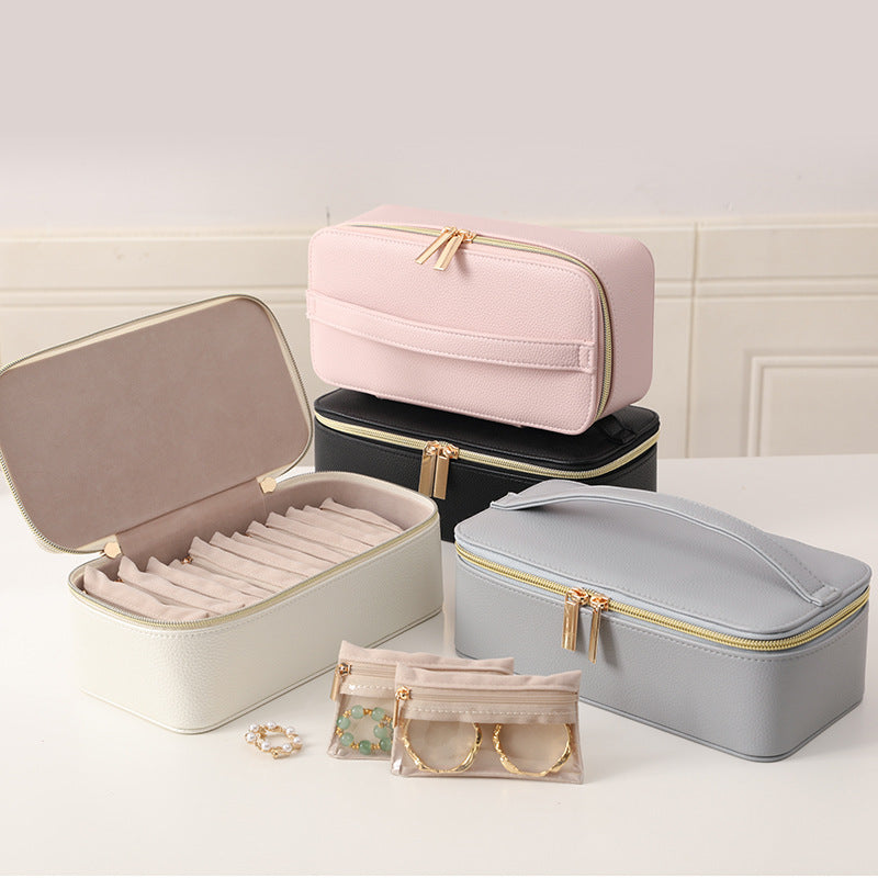 Portable 12-piece Jewelry Box Earrings Ring Bracelet Watch Necklace Storage Box Travel Storage Bag Cross Border