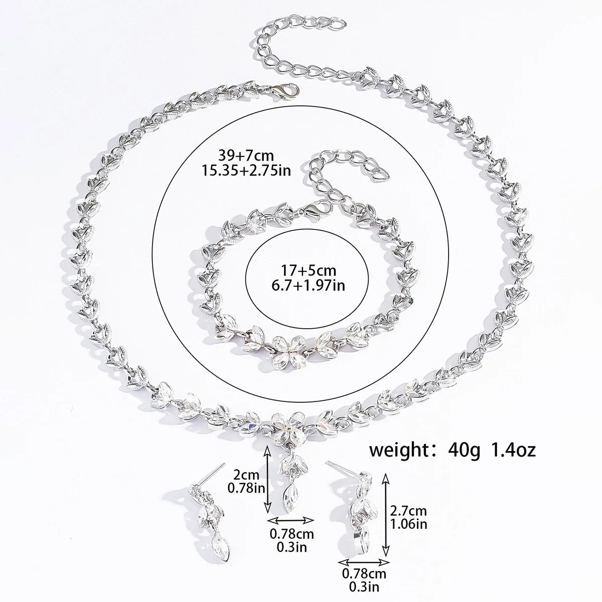 High-end bridal earrings, collar necklace, leaf waterdrop set, wedding dress, banquet accessories
