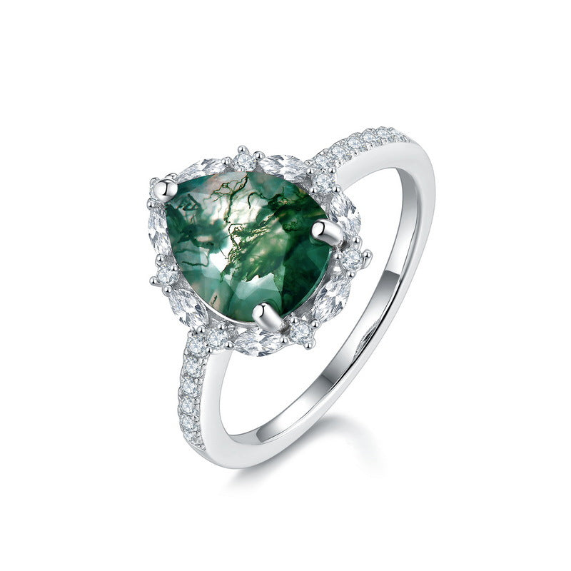 Agate Ring with Natural Water Plants Design