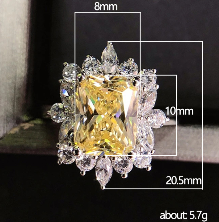 Yellow Diamond Zircon Ring Bridal Bracelet Gift