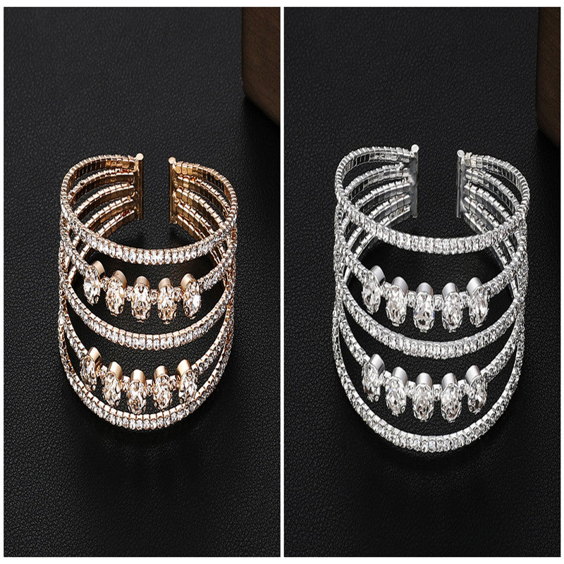 Full Diamond Elastic Bracelet for Bridal Accessories