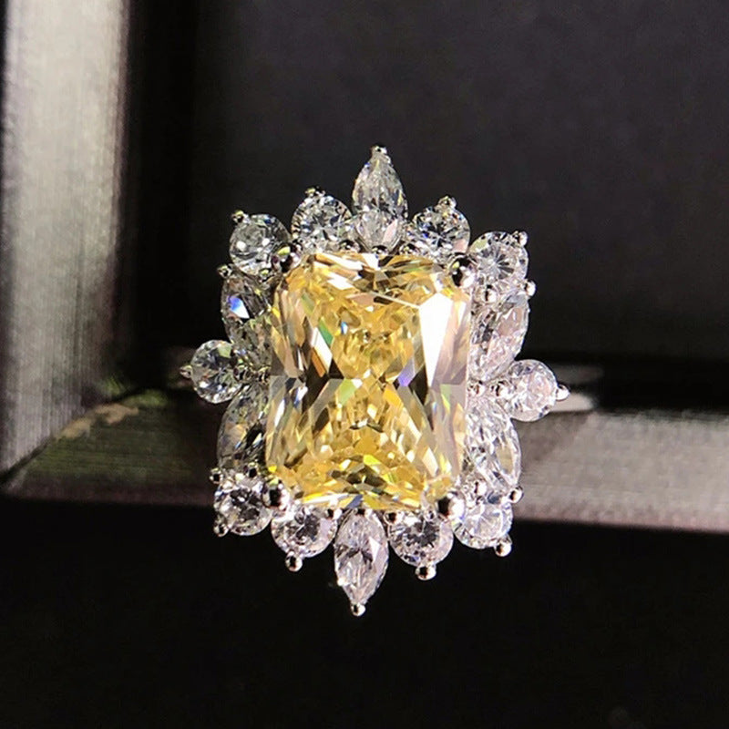 Yellow Diamond Zircon Ring Bridal Bracelet Gift